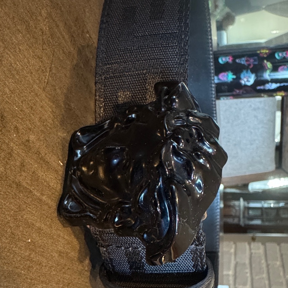 Black VR Headset with Lion Design